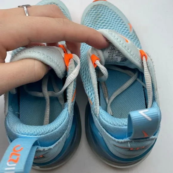 Nike Air Max 270 Blue and Orange Sneakers kids 12C