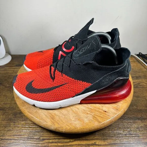 Nike Air Max 270 Flyknit Bred‎ Red Mens Size 11.5 Shoes Sneakers AO1023-601