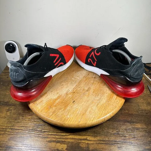 Nike Air Max 270 Flyknit Bred‎ Red Mens Size 11.5 Shoes Sneakers AO1023-601