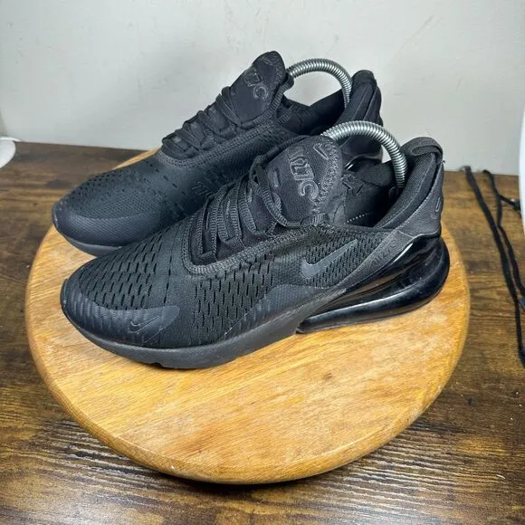 Nike Air Max 270 Mens Size 8.5 Triple Black Shoes Sneakers AH8050-005