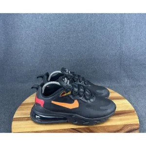 Nike Air Max 270 React Men's 9 Running Shoes Black Orange Sneakers Athletic