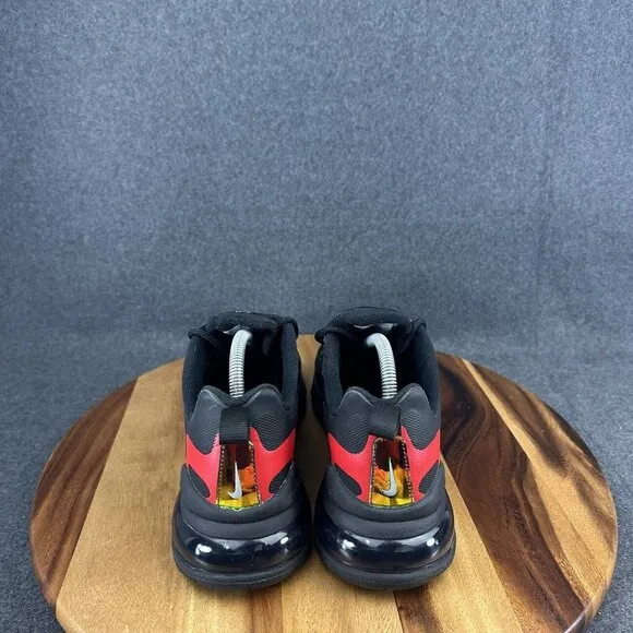 Nike Air Max 270 React Men's 9 Running Shoes Black Orange Sneakers Athletic
