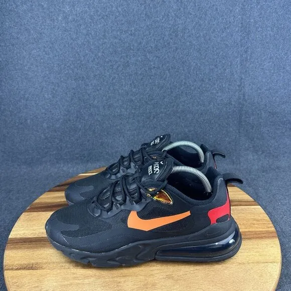 Nike Air Max 270 React Men's 9 Running Shoes Black Orange Sneakers Athletic