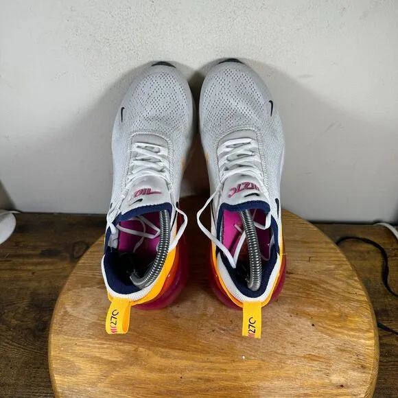 Nike Air Max 270 White Fuchsia Orange‎ Women's Size 8 Shoe Sneakers AH6789-106