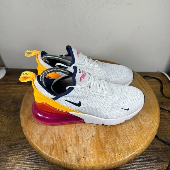 Nike Air Max 270 White Fuchsia Orange‎ Women's Size 8 Shoe Sneakers AH6789-106