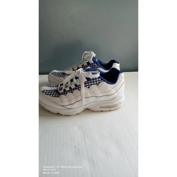 Nike Air Max 95 Sneakers Blue White Gingham Casual Shoes