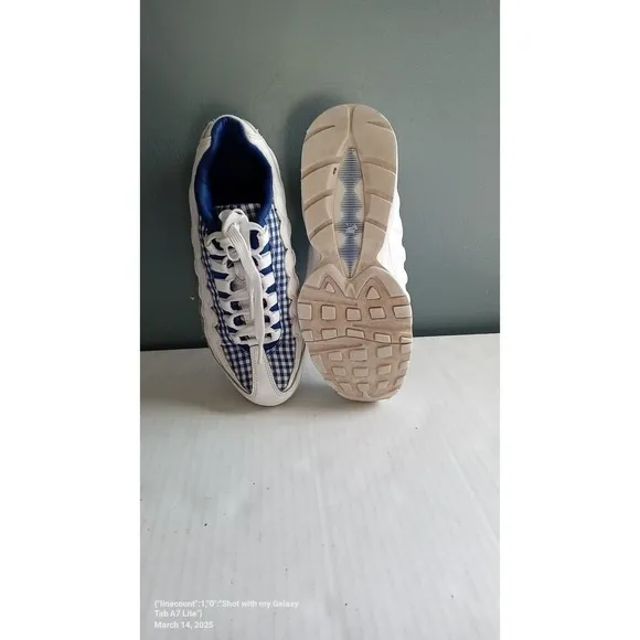 Nike Air Max 95 Sneakers Blue White Gingham Casual Shoes