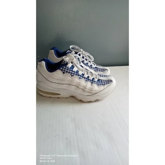 Nike Air Max 95 Sneakers Blue White Gingham Casual Shoes