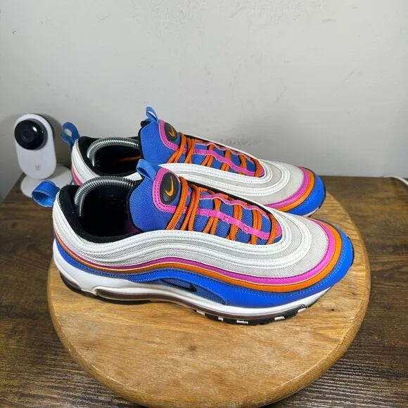 Nike Air Max 97 Air Fuchsia White Blue Shoes Sneakers Men's Size 10.5 CW6992-100