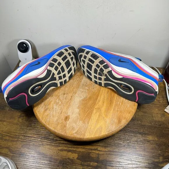 Nike Air Max 97 Air Fuchsia White Blue Shoes Sneakers Men's Size 10.5 CW6992-100