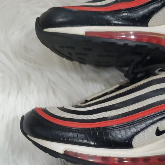 Nike  Air Max 97 Chicago Bulls Black and Red Sneakers with Ripple Design