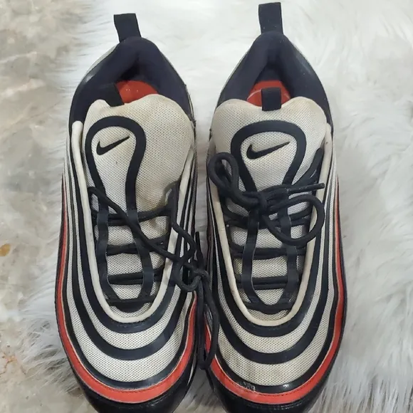 Nike  Air Max 97 Chicago Bulls Black and Red Sneakers with Ripple Design