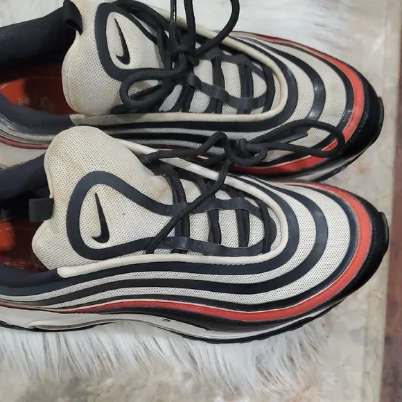 Nike  Air Max 97 Chicago Bulls Black and Red Sneakers with Ripple Design