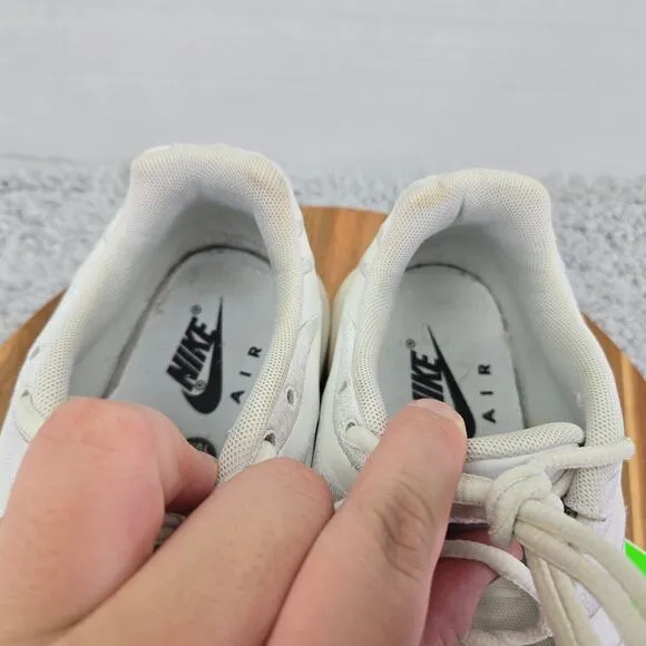 Nike Air Max Plus Triple White Leather Athletic Sneakers Mens 10.5 AJ2029-100