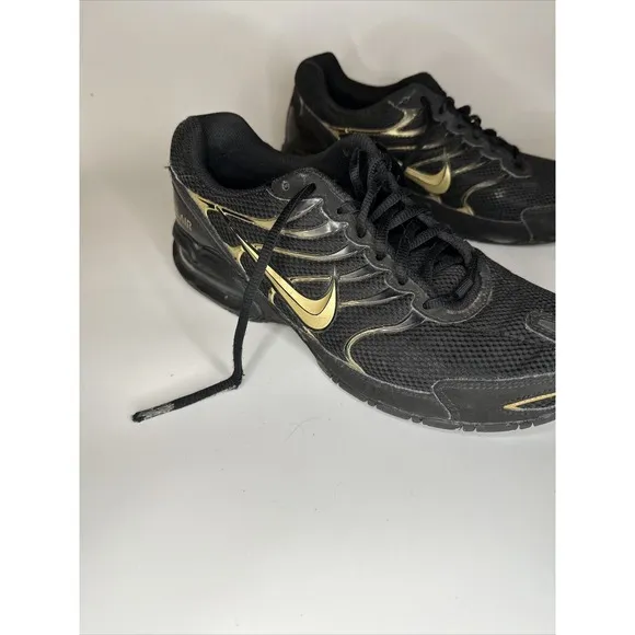 Nike Air Max Torch 4 Black Metallic Gold Daily Casual Athletic Sneakers Mens 8.5