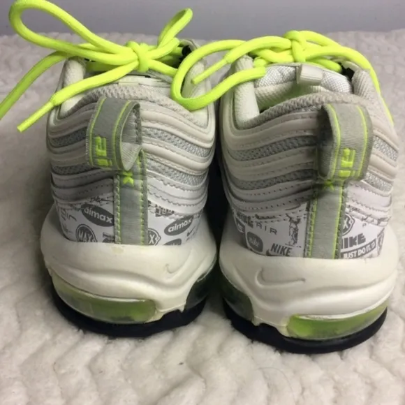 Nike AirMax 97 Men's Reflective Logo White Volt Pure Platinum Sneakers Size 9