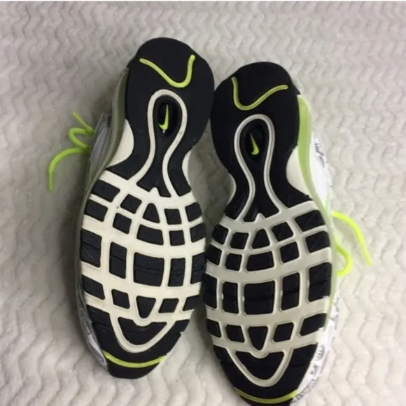 Nike AirMax 97 Men's Reflective Logo White Volt Pure Platinum Sneakers Size 9