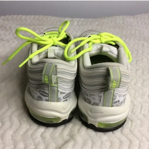Nike AirMax 97 Men's Reflective Logo White Volt Pure Platinum Sneakers Size 9