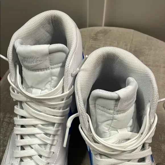Nike Blazers White &amp; Blue High-Top Sneakers