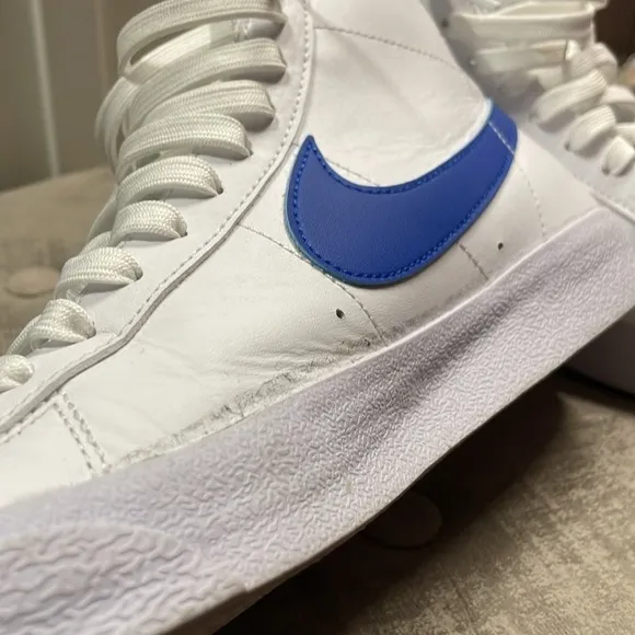 Nike Blazers White &amp; Blue High-Top Sneakers