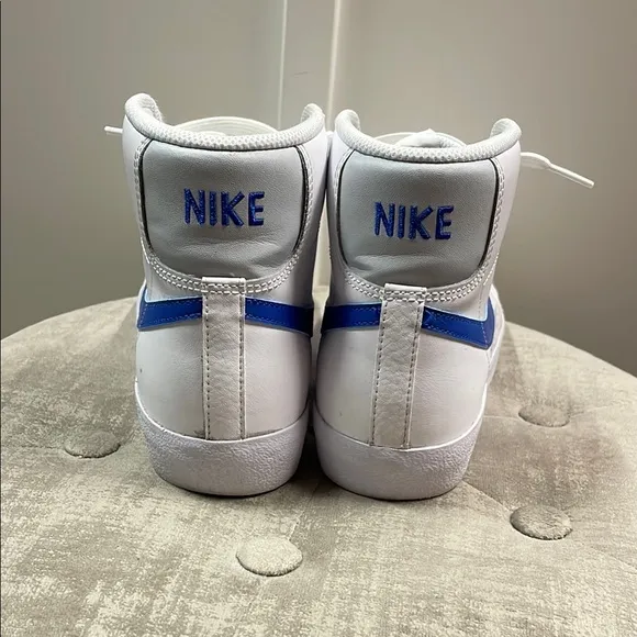 Nike Blazers White &amp; Blue High-Top Sneakers