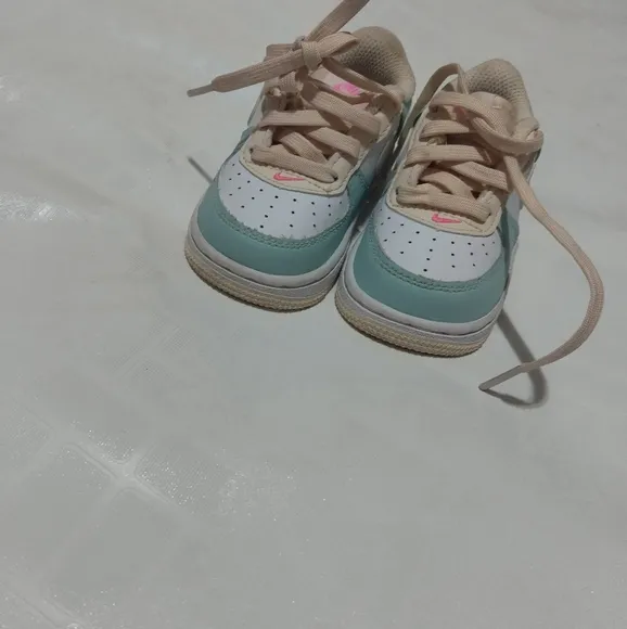Nike Blue and White Air Force 1 Sneakers