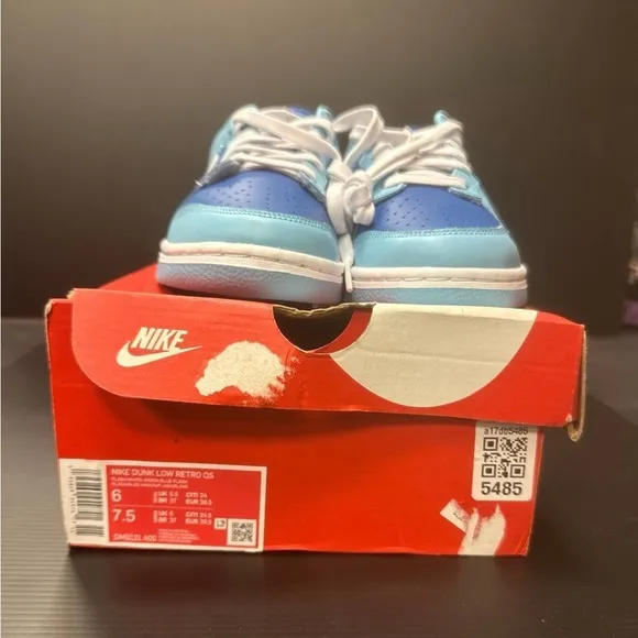 Nike Blue and White Dunk Low Sneakers