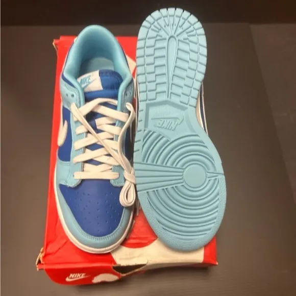 Nike Blue and White Dunk Low Sneakers