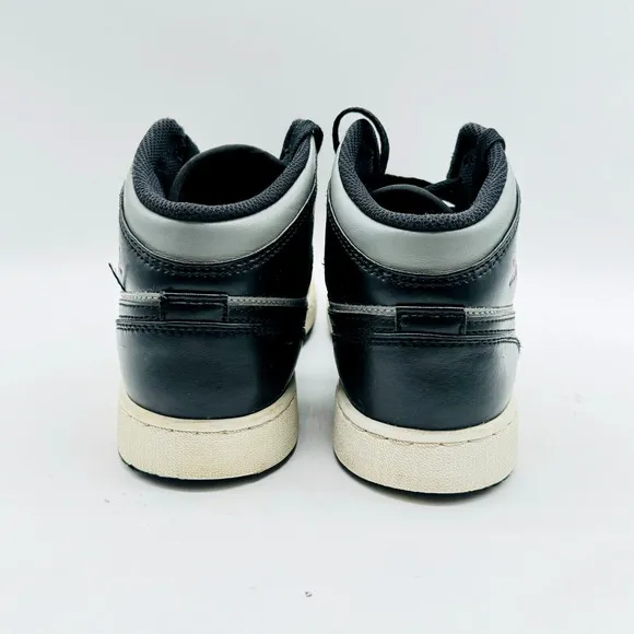 Nike Boys Air Jordan 1 Mid Boys 5Y Black Gray Red Boys Basketball Shoes Sneakers