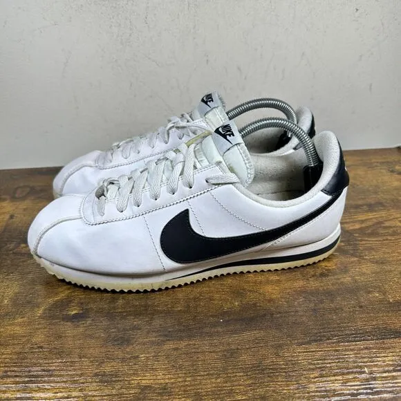 Nike Cortez‎ Basic Leather White Black 819719-100 Shoes Sneakers Men's Size 9.5