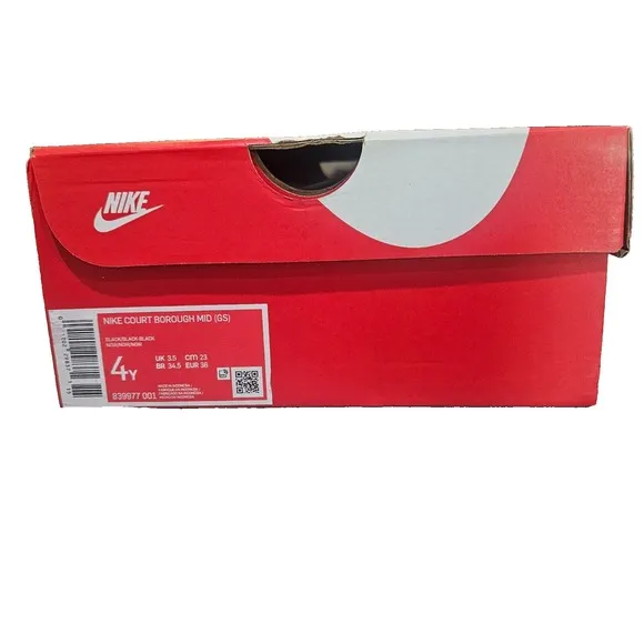 NIKE Court Borough Mid (GS) Boots - Size Youth Kids/Boy's 4Y - Black