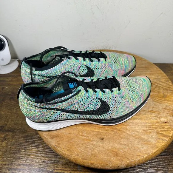 Nike Flyknit Racer 2.0 2017 Green Black Men's Size 10.5 Shoe Sneakers 526628-304