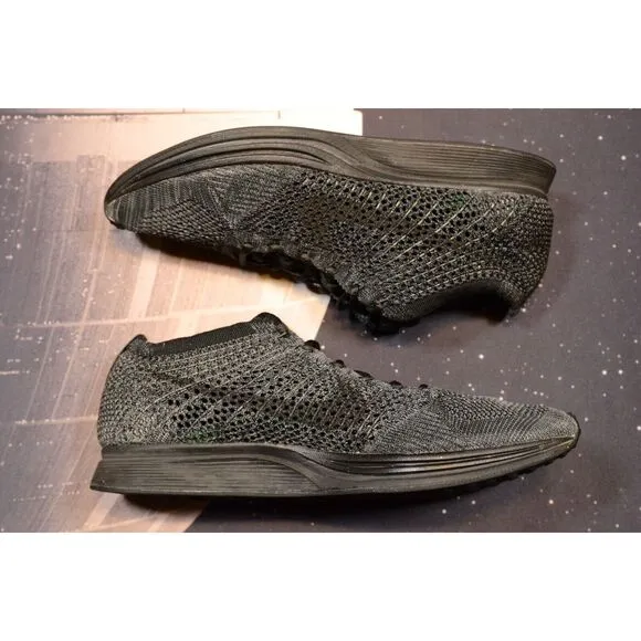 Nike Flyknit Racer Triple Black Running Sneakers‎ Men's 7.5 Shoes 526628-009