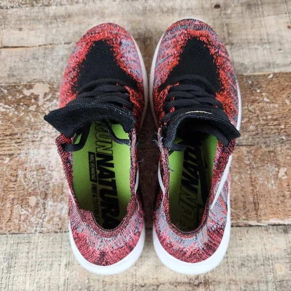 Nike Free RN Flyknit Motion Women Sz 6 Red Lightweight Athletic Running Sneakers