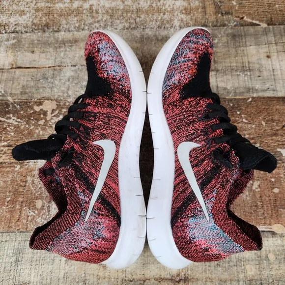 Nike Free RN Flyknit Motion Women Sz 6 Red Lightweight Athletic Running Sneakers