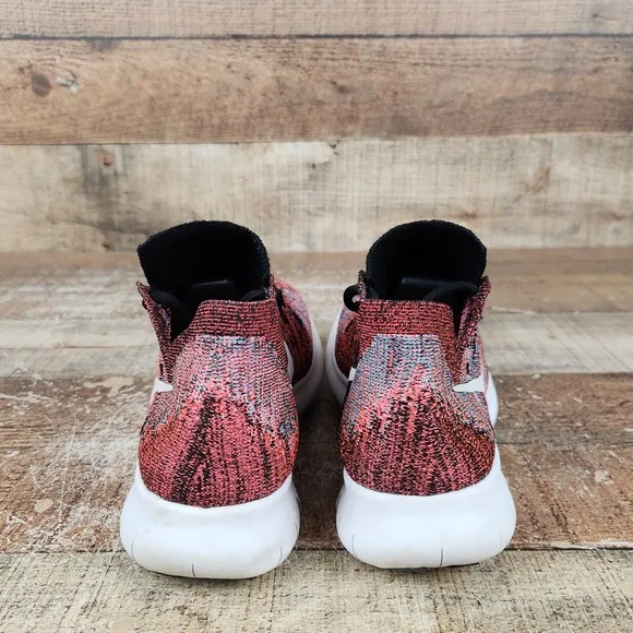 Nike Free RN Flyknit Motion Women Sz 6 Red Lightweight Athletic Running Sneakers
