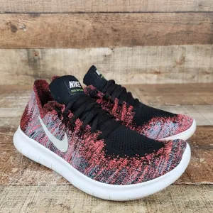Nike Free RN Flyknit Motion Women Sz 6 Red Lightweight Athletic Running Sneakers