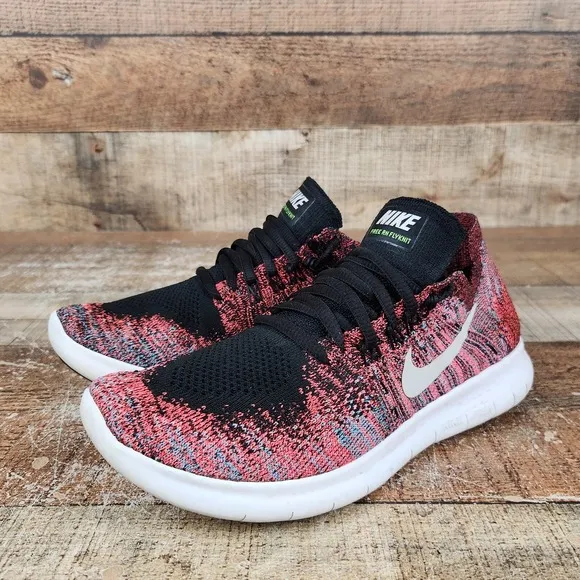 Nike Free RN Flyknit Motion Women Sz 6 Red Lightweight Athletic Running Sneakers