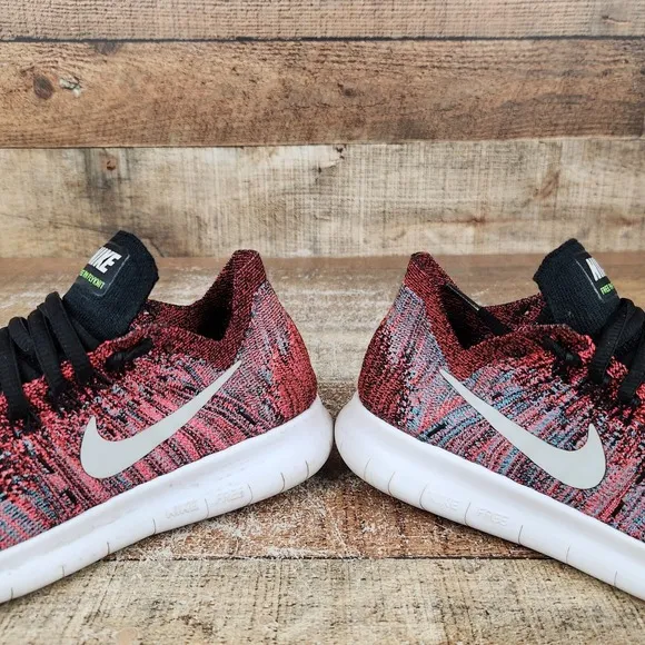 Nike Free RN Flyknit Motion Women Sz 6 Red Lightweight Athletic Running Sneakers
