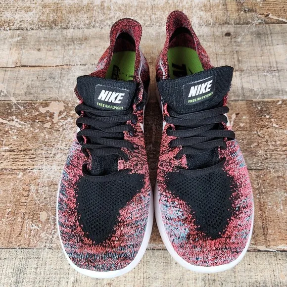 Nike Free RN Flyknit Motion Women Sz 6 Red Lightweight Athletic Running Sneakers