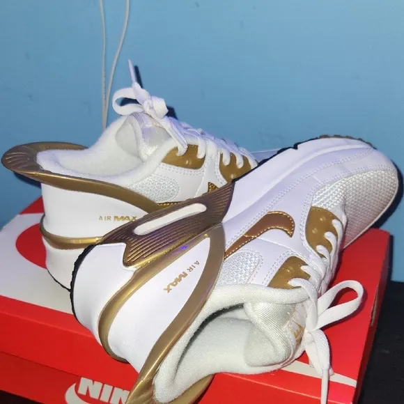 Nike Gold and White Sneakers with Air Max Design