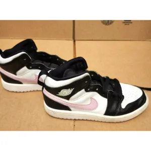Nike Jordan 1 Kids 13.5 C Mid White Black Light Arctic Pink