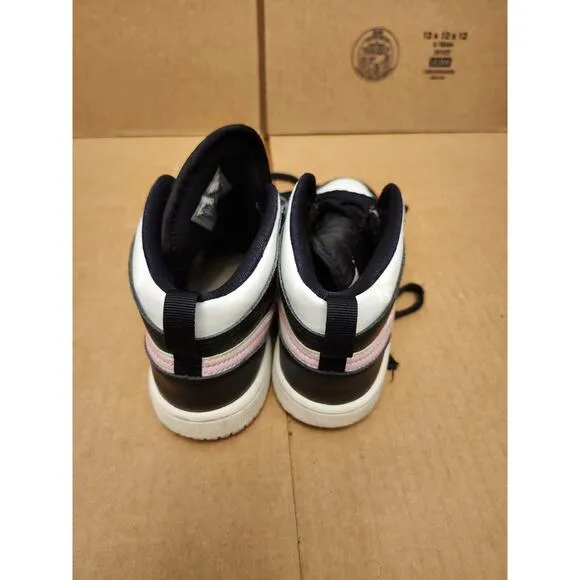 Nike Jordan 1 Kids 13.5 C Mid White Black Light Arctic Pink