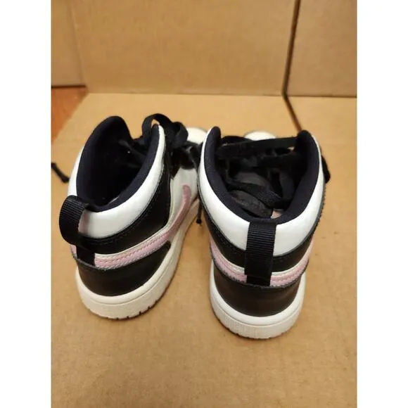 Nike Jordan 1 Kids 13.5 C Mid White Black Light Arctic Pink