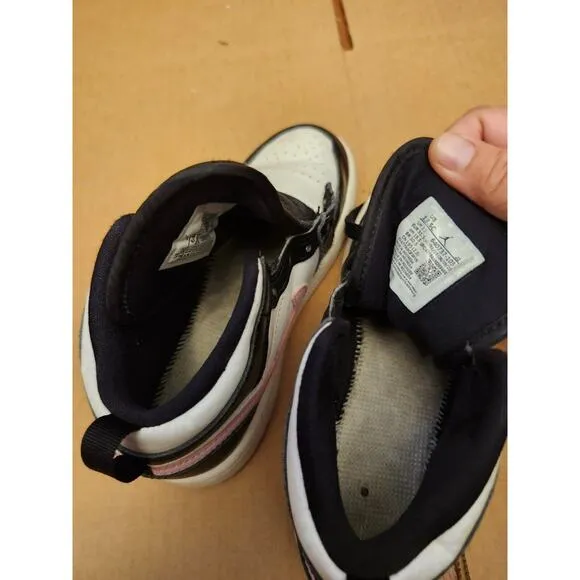 Nike Jordan 1 Kids 13.5 C Mid White Black Light Arctic Pink