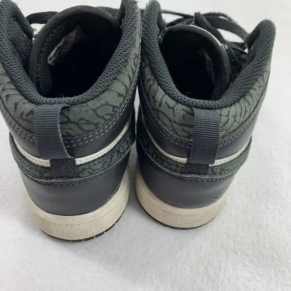 Nike Jordan 1 Mid Top SE Panda Elephant Sneakers Size 3Y Youth Kids Black White