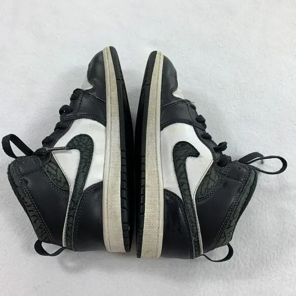 Nike Jordan 1 Mid Top SE Panda Elephant Sneakers Size 3Y Youth Kids Black White