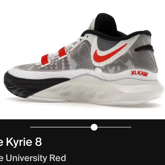Nike Kyrie 8 White University Red NWOB size 7 youth / 8.5 woman