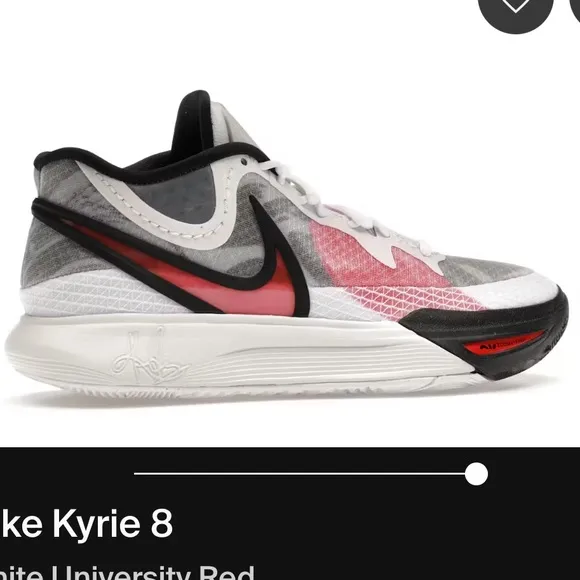Nike Kyrie 8 White University Red NWOB size 7 youth / 8.5 woman