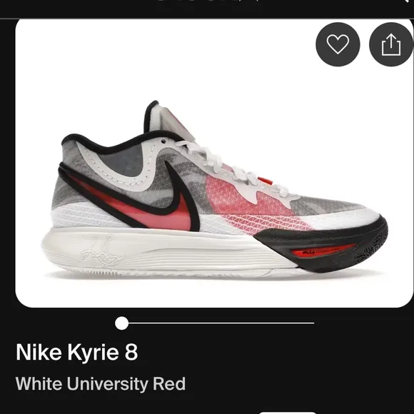 Nike Kyrie 8 White University Red NWOB size 7 youth / 8.5 woman